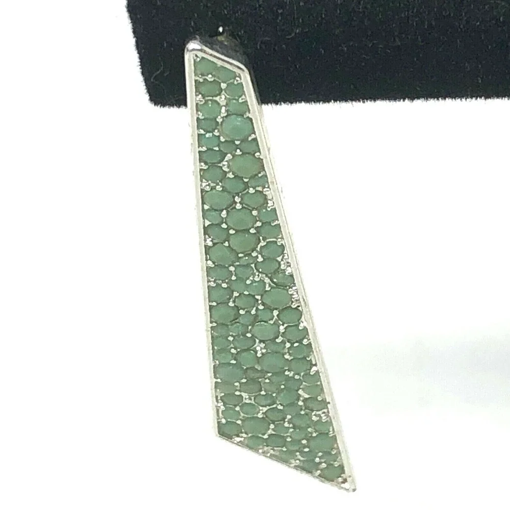 Avon Mark Earrings Green Angle Dangle Earrings Pierced Push‎ Post Back
